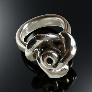 Vtg Bat Ami 925 Sterling Silver Puffy Electroform Rose Flower Ring Size 6